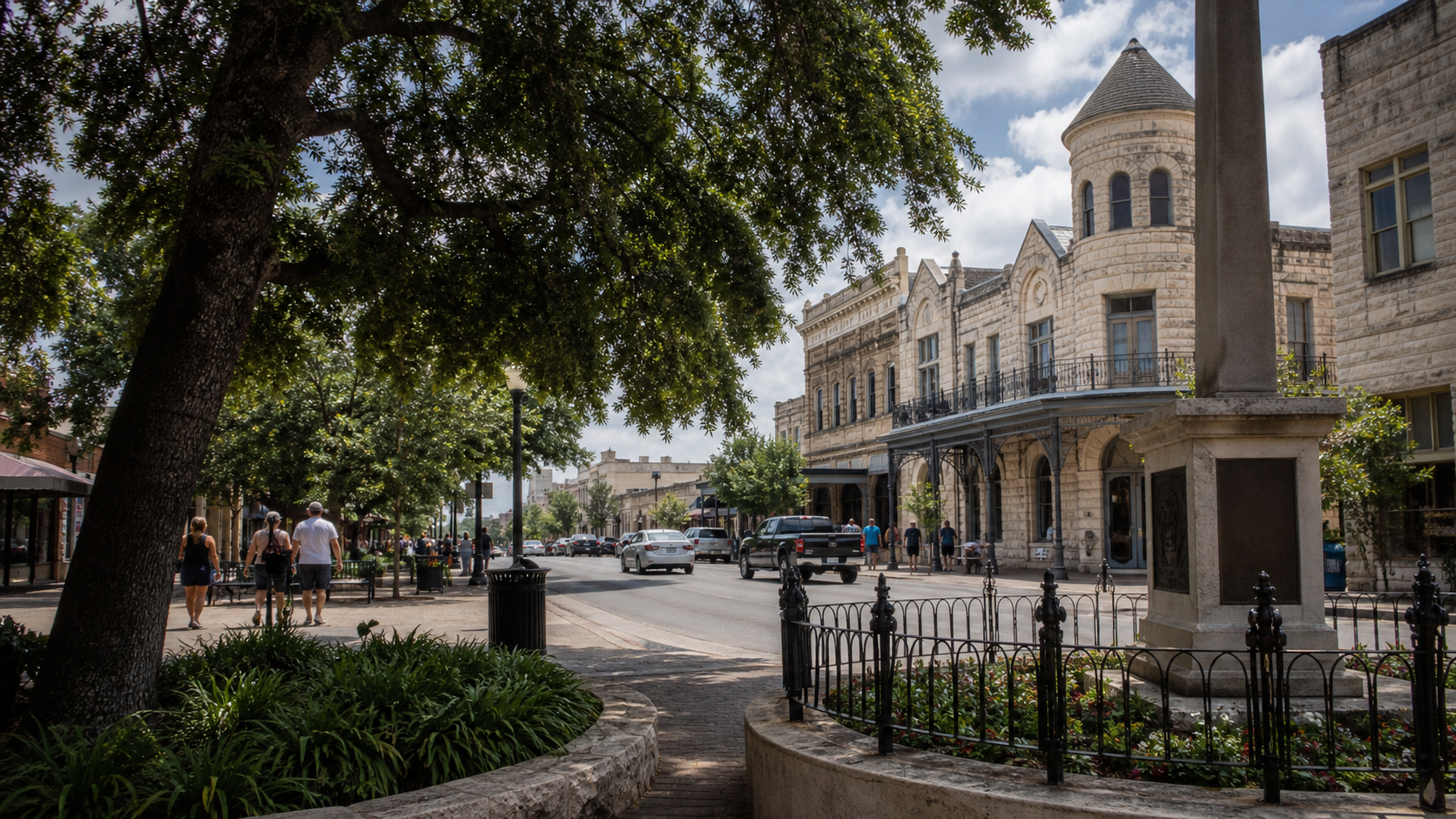 Historic downtown New Braunfels near museums, shops, and restaurants